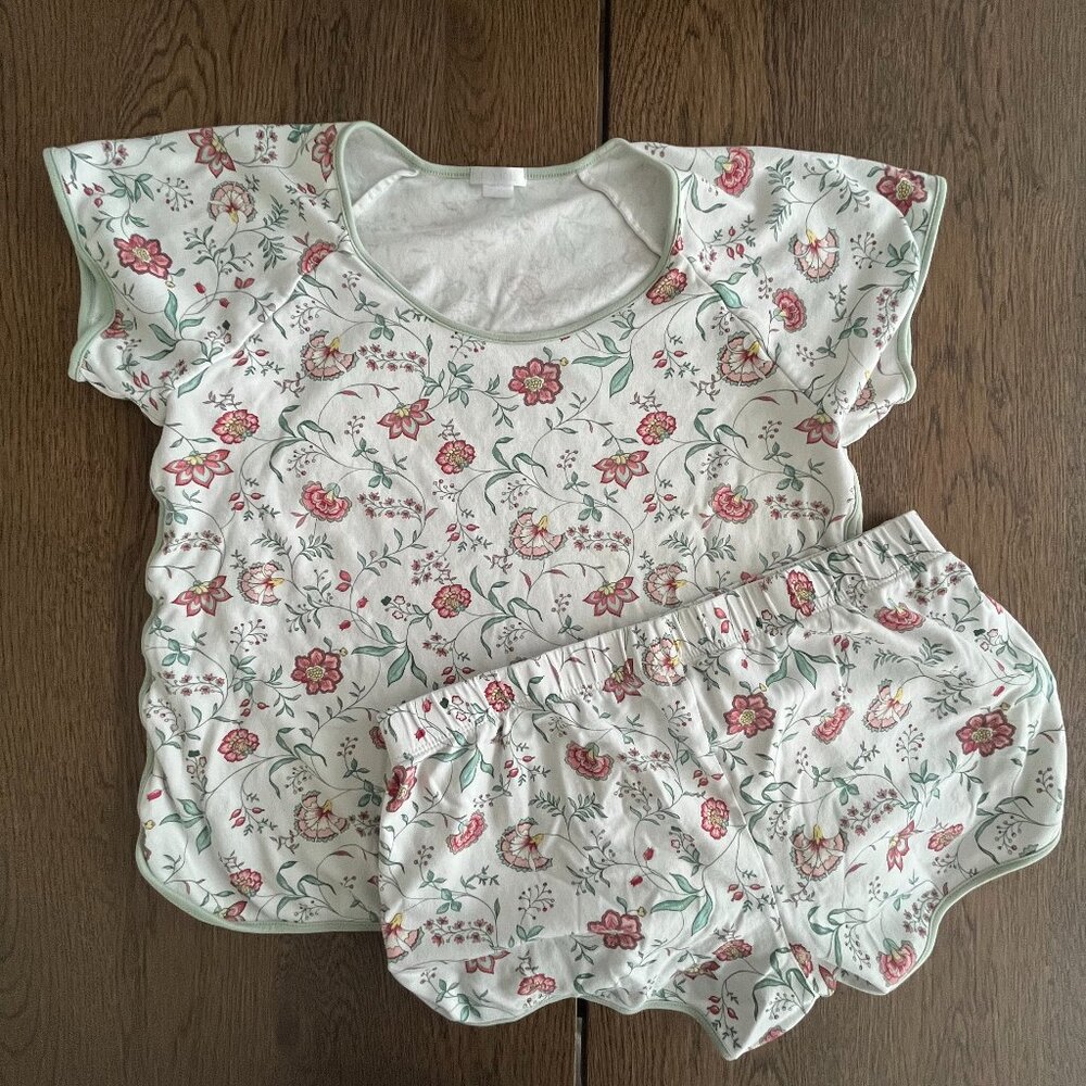 EUC LAKE Pajamas Pima Shorts Set Top and Bottom, Size M (Garden Vine)